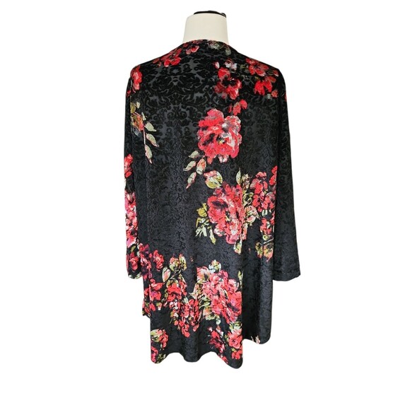 Slinky Brand Whimsigoth Floral Velvet Burnout Kimono Womens Plus Size 1X Black - Picture 3 of 9